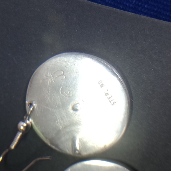 Snake Design On Sterling Silver Round Dangle Earrings  Signed JJ - Picture 7 of 14